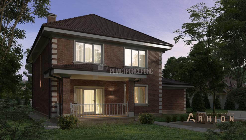 3. Проект двухэтажного дома в классическом стиле с четырехскатной, t-94-01, площадью - 197 кв c терассой, гаражом